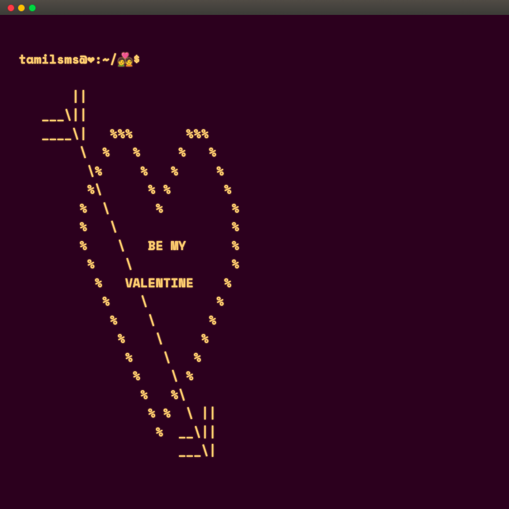 Linux Terminal Style Greeting for Valentine's Day
